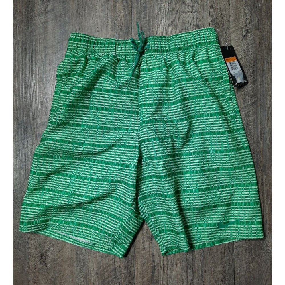 NIKE Lined Swim Trunks Board Shorts Green Poly 2 Pockets Men's Size small